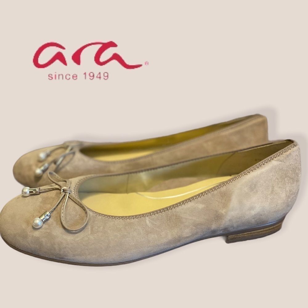 NWOT Ara Suede Leather Pearl Ballet Flats 5.5